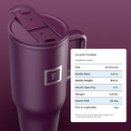 IRON °FLASK Co-Pilot Insulated Mug w/Straw & Flip Cap Lids - Cup Holder Bottle for Hot, Cold Drink - Leak-Proof - Water, Coffee Portable Travel Mug - Burgundy, 32 Oz