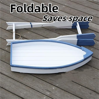 Boat-Shaped Solid Wood Folding Coffee Table, Foldable Accent Table - Image 5