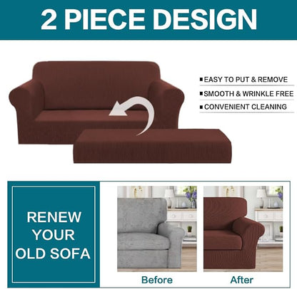 Turquoize Stretch Sofa Slipcover 2 Pieces Sofa Cover Couch Cover - Image 3