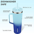 BJPKPK Insulated Tumbler with Handle, 26oz Insulated Tumblers with Lid and Straw, Stainless Steel Metal Water Bottles, Coffee Travel Mugs, Cups, Sky