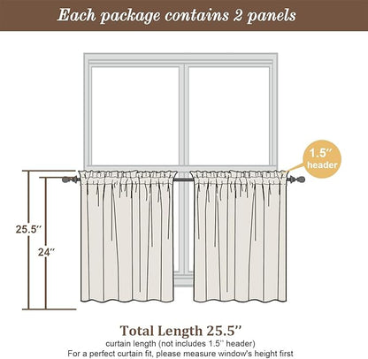 Chyhomenyc Sheer Lemon Tier Curtains 24 Inch Length Set, Small Window Kitchen - Image 3