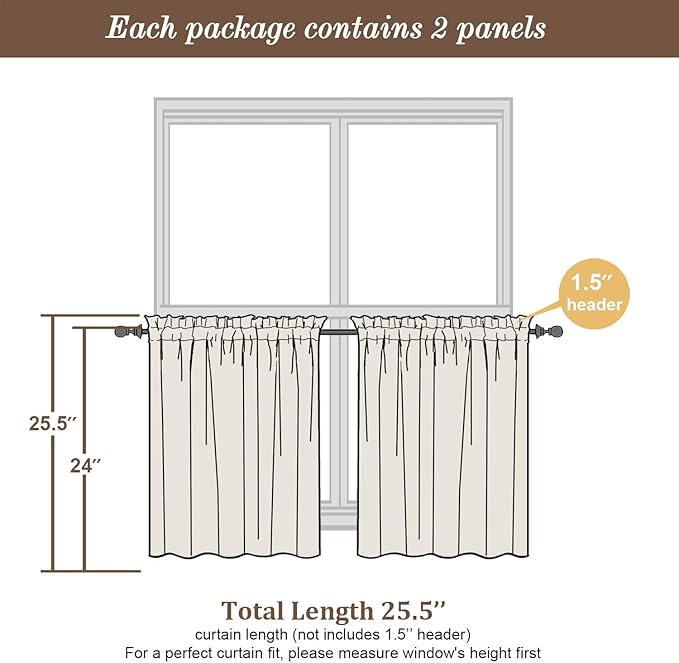 Chyhomenyc Sheer Tier Curtains 24 Inch Length - Image 3