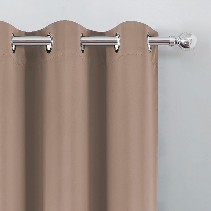 Blackout Curtains 66 x 72 Inch Long Cappuccino Curtains Set of 2 Panels Room - Image 6