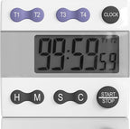 Sper Scientific Portable Digital Kitchen & Lab Timer 810015 - 4 Channel, Large Display, Loud Alarm - 4 pc