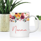 Andaz Press 11oz. Mother's Day Ceramic Coffee Tea Mug Gift, Fall Autumn Burgundy Orange Peach Flowers Roses Florals, Nonna, 1-Pack, Includes Gift Box, Birthday Christmas Gift Ideas