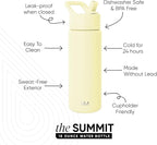 Simple Modern Kids Water Bottle with Straw Lid | Vacuum Insulated Stainless Steel Metal | Reusable Leak Proof BPA-Free Thermos for School | Summit Collection | 18oz, Buttercup