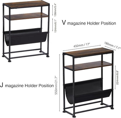 Narrow End Table with Magazine Rack, 2-Tier Slim Side Table - Image 3