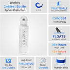 Coldest Insulated Water Bottle with Straw Lid - Stainless Steel Metal Insulated Bottle for Men & Women (Carrara Marble, 40 oz)
