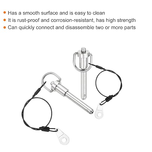 uxcell 2 Pcs Quick Release Pin, 5/16" x 1" (Dia. x L), Stainless Steel, Silver