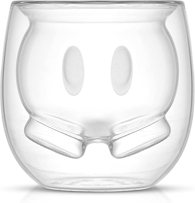 JoyJolt Mickey Pants and Minnie Skirt 3D 2oz Espresso Cups. Double Walled Espresso Glasses (2pc) Small Double Wall Glass Coffee Cups. Demitasse Cups, Espresso Measuring Cup or Liqueur Shot Glasses