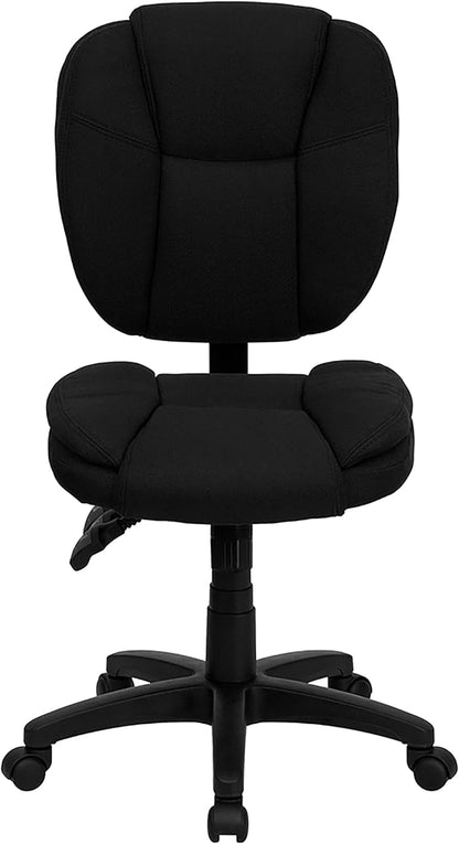 Flash Furniture Caroline Mid-Back Black Fabric Multifunction Swivel Ergonomic - Image 9
