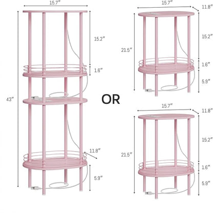 DGSANDGO Pink Side Table with Charging Station, Side Tables Living Room - Image 2