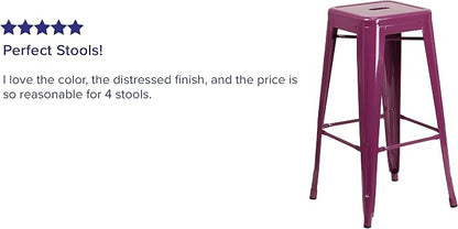 Flash Furniture Commercial Grade 30" High Backless Purple Indoor-Outdoor - Image 4