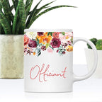Andaz Press 11oz. Wedding Ceramic Coffee Tea Mug Gift, Fall Autumn Burgundy Orange Peach Flowers Roses Florals, Officiant, 1-Pack, Includes Gift Box