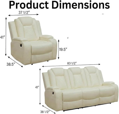 Power Recliner Sofa Set with LED Lights, Includes a Manual Recliner 1 Seat and - Image 2