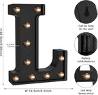 Foaky Black LED Letter Lights for Room Decor - Bedroom Wall Decor, Alphabet Lights for Home, Wedding, Party - Battery Operated （L）