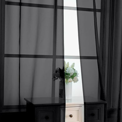 Black Sheer Curtains 78 Inches Long 2 Panels - Image 5