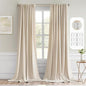 MIULEE Cream Beige Back Tab Blackout Curtains 52x132 Inch Length 2 Panels | Rod by MIULEE