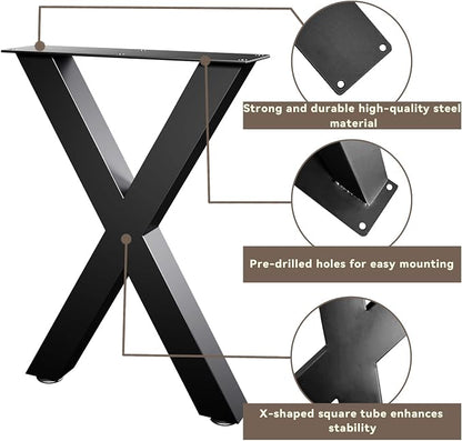 Bench Legs 16 Inch, X-Shaped Metal Coffee Table Legs, Table Legs Set of 2 - Image 2