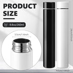 Vesici Slim Water Bottle 8.8 oz Small Stainless Steel Purse Compact Insulated Water Bottles Camping Travel Backpack Pocket Flask for Car Cold Coffee Tea(Black, White,2 Pack)