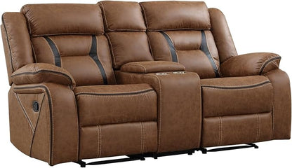 EBELLO Faux Leather Manual Loveseat Recliner, 2 Seat Reclining Sofa Chair - Image 7