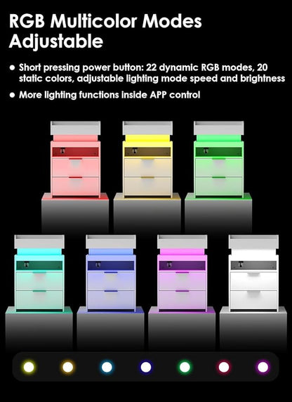 Turosur Nightstands Set of 2, LED Night Stand - Image 5