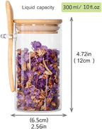 Set of 8 Glass Jars with Bamboo Lids and Spoons, 10 OZ Airtight Small Glass Tea Containers for Loose Tea, Coffee and Sugar Glass Container for Yogurt Jars with Lids