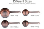 Copper Measuring Cups and Spoons Set, Stainless Steel Measuring Tools Set for Baking & Kitchen, Metric & US 4 Copper Plated MeasureCups and 5 Measure Spoons with Leveler for Wet & Dry
