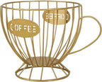 Extra Large Capacity Coffee Pod Holder, Counter Organizer, Capsule Basket, Coffee Bar Accessories for K-cup Kitchen, Dining Room, Office, Home, Cafe, Hotel (Gold)