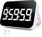 Kitchen Digital Timer, Rechargeable Magnetic Timers with Countdown/up, Kids Timer with 5”LED Display 3 Brightness 4 Volume Adjustable for Classroom/Office/Home/Work/Study/Fitness/Game-White
