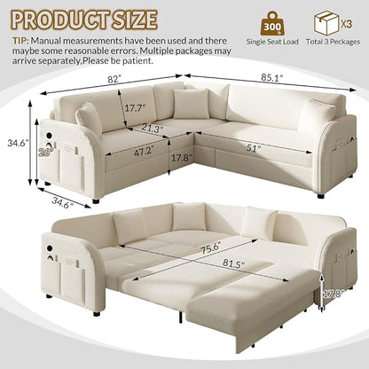 Queen Size Sleeper Sofas Convertible Couches, L Shaped Sectional Couch - Image 3