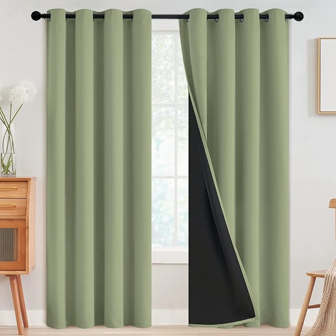 SimpleHome Sage 100% Blackout Curtains Room Darkening Living Room 96 Inch | by SimpleHome