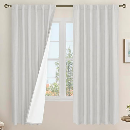 100% Blackout Linen Curtains 72 Inch by LAMIT