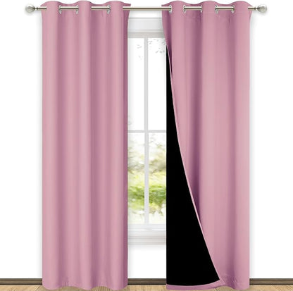 NICETOWN Crystal Pink Full Shade Curtain Panels, Pair of Thermal Insulated & by NICETOWN