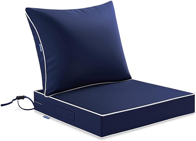 MIULEE Navy Outdoor Seat Cushion 22x22 Inch Waterproof & 3 Year Fade Resistant by MIULEE