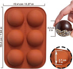 6 Holes Medium Semi Sphere Silicone Molds, 3 Packs Half Sphere Silicone Baking Molds for Making Chocolate, Cake, Jelly, Dome Mousse