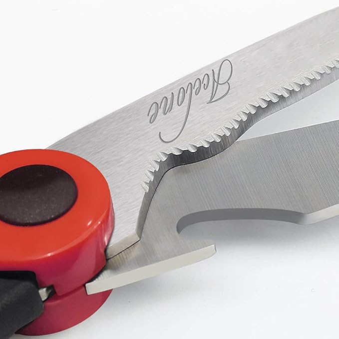 Kitchen Shears, Acelone Premium Heavy Duty Shears Ultra Sharp Stainless Steel Multi-function Kitchen Scissors for Chicken/Poultry/Fish/Meat/Vegetables/Herbs/BBQ… (Red black)