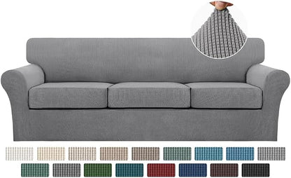 Turquoize 4 Piece Sofa Covers for 3 Cushion Couch Sofa Slipcover Soft Couch by Turquoize