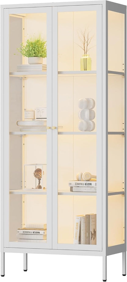 Polup Display Cabinet with 3 Color LED Lights and Tempered Glass, 66 Inch Tall by POLUP
