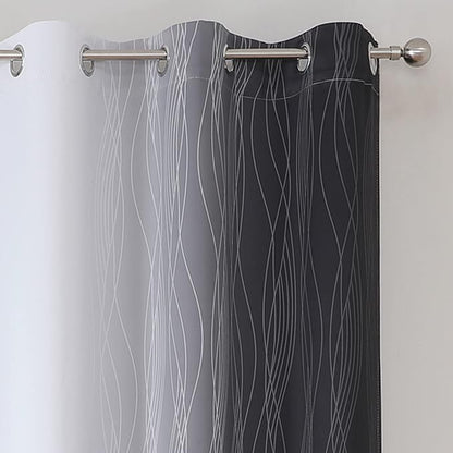 Black and Greyish White Ombre Blackout Curtains - Image 4
