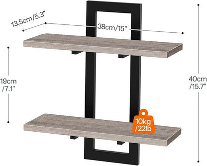 HOOBRO Floating Shelves, 15 Inch Wall Shelf Set of 4, Wall Mounted Storage - Image 2