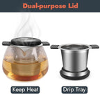 2pcs Tea Infuser for Loose Leaf Tea, Stainless Steel Tea Steeper with Heat Proof Handle, Extra Fine Mesh Tea Strainer, Gift for Tea Lovers (Black, Grey)