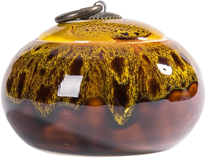 Ceramic Storage Jars, Exquisite Glaze Food Canisters for Kitchen Spice Storage,Tea Caddy Storage,Coffee Jar,Condiment Jar with Seald Lid (Yellow B)