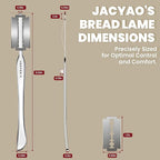 JACYAO'S Bread Lame, Sourdough Scoring Tool Made From 304 Stainless Steel, Professional Bread Scoring Tool with 10 Razor Blades and Metal Storage Box