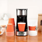 Restaurantware 8 Ounce Double Wall Disposable Coffee Cups, 500 Insulated Orange Paper Cups With Ripple Wall Design, Lids Sold Separately for Hot Beverages like Tea, Hot Chocolate, and More