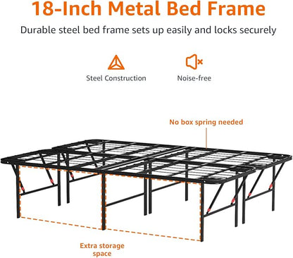 Amazon Basics Bed Frame with Storage, Foldable Metal Platform, Sturdy Steel - Image 5