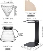 Coffee Pour Over Set – Complete Pour Over Coffee Maker with Dripper, Pot, and 100 Filters | Portable Style Drip Coffee Pour Over