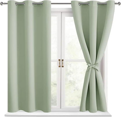 Blackout Curtains for Bedroom, 2 Panels, Seafoam Green 42 x 54 Inch | Thermal by Hiasan
