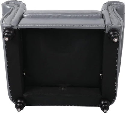 LEVNARY Leather Upholstered Armchair, Mid-Century Modern Single Sofa Chair - Image 7