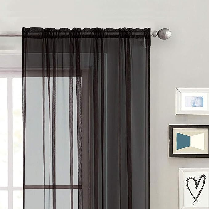 SpaceDresser Sheer Voile Window Treatment Rod Pocket Curtain Panels - Image 3
